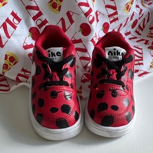 Nike Kids Red and Black Polka Dot Sneakers